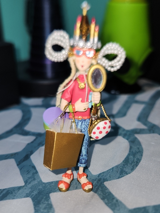Other - Whimsical Fashionista Ornament - Pink Top, Blue Jeans, Gold Bag